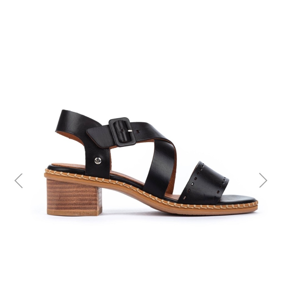 PIKOLINOS NWOT Blanes Punched Leather Cross Strap Heeled Sandals, Size 40 EU
